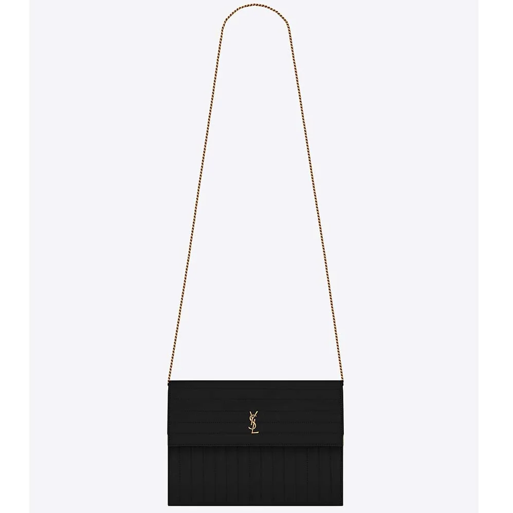 Saint Laurent YSL Victoire Chain Bag Crinkled Leather for Women in Black Saint Laurent YSL Victoire Chain Bag Crinkled Leather for Women in Black
