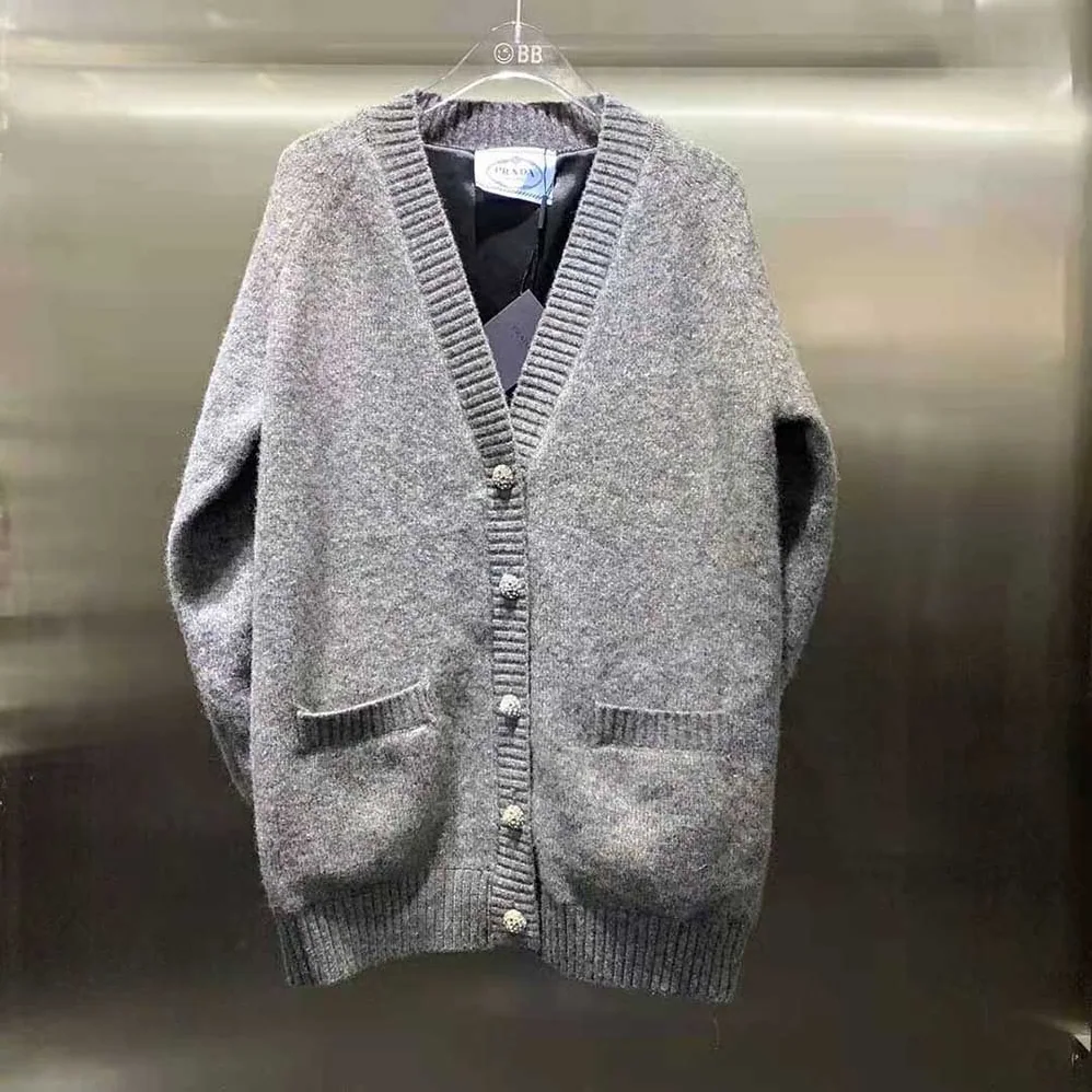 Prada Oversized Shetland Wool Cardigan for Women Prada Oversized Shetland Wool Cardigan for Women