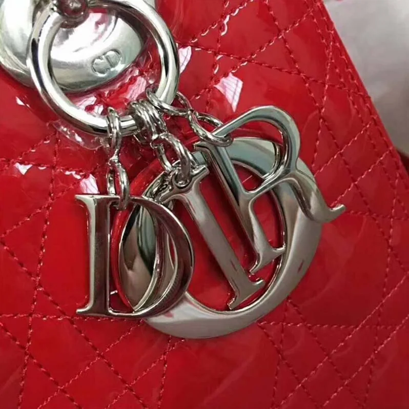 Dior Lady Dior Bag in Bright Patent Calfskin in Red