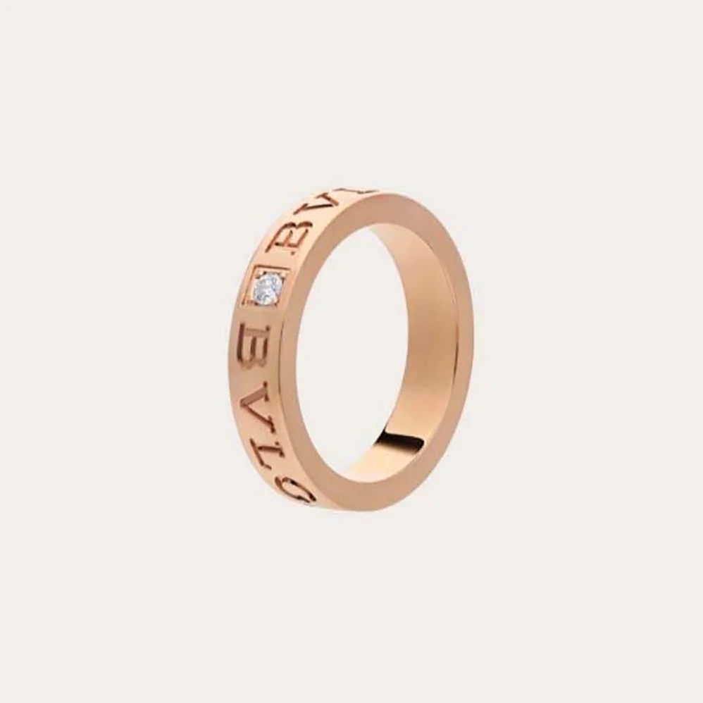 Bvlgari Bvlgari Bvlgari Ring 18 KT Rose Gold Ring with Diamond for Women in Gold Bvlgari Bvlgari Bvlgari Ring 18 KT Rose Gold Ring with Diamond for Women in Gold