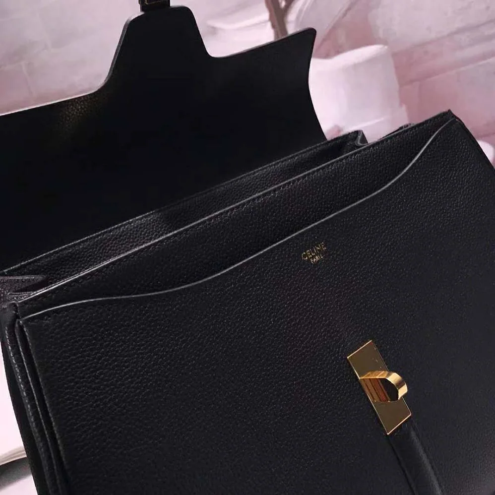 Celine Medium16 Bag in Grained Calfskin for Women in Black