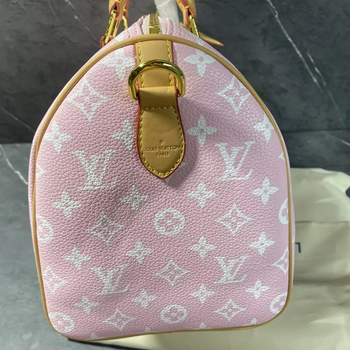 Louis Vuitton Speedy P9 Bandouliere 30 Top Handle Bag in Candy Pink Gold Hardware