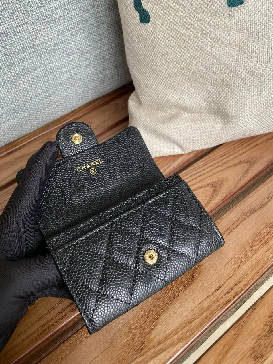 Chanel Classic Card Holder Gold Black Chanel Classic Card Holder Gold Black
