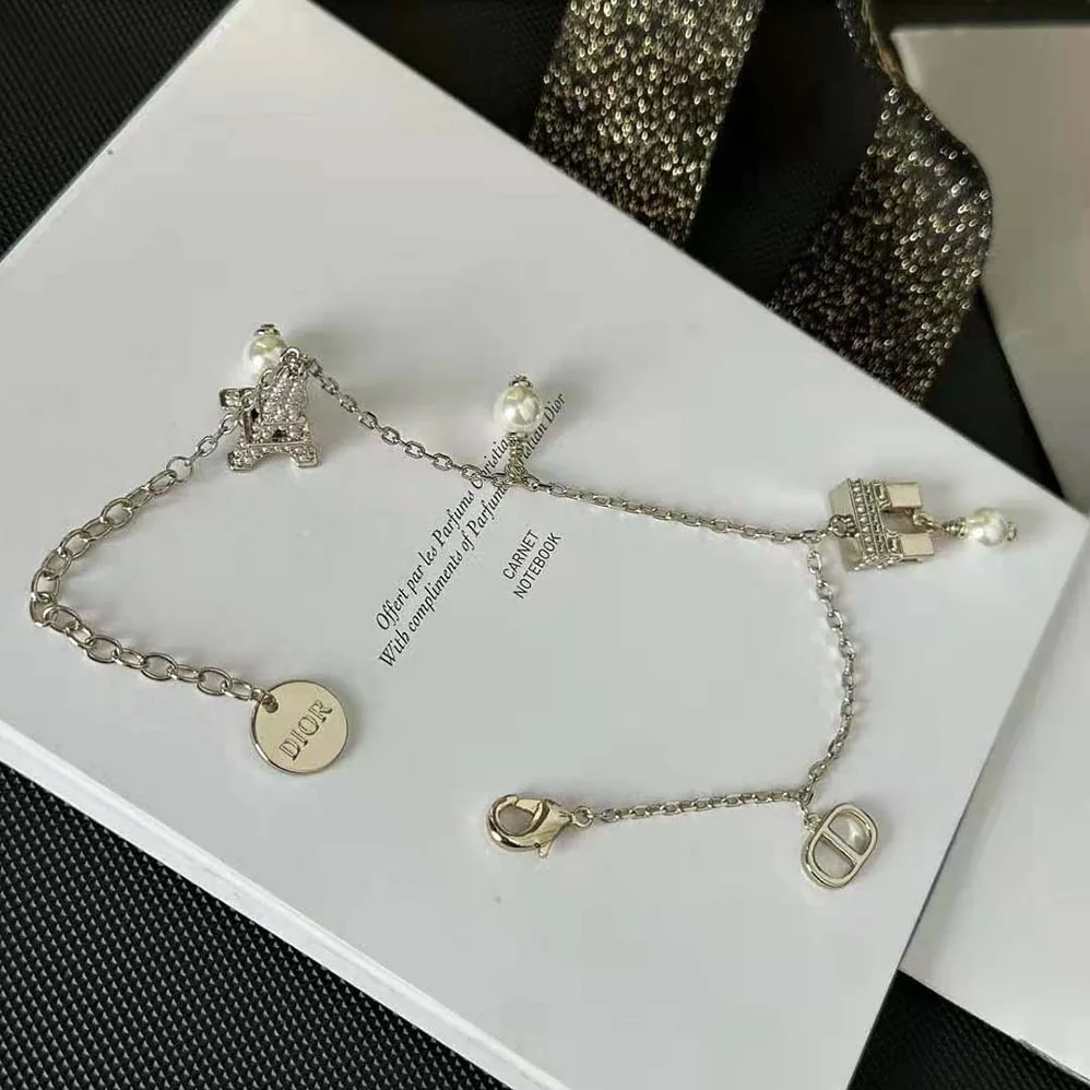 Dior Plan De Paris Bracelet Gold-Finish Metal and White Resin Pearls for Women