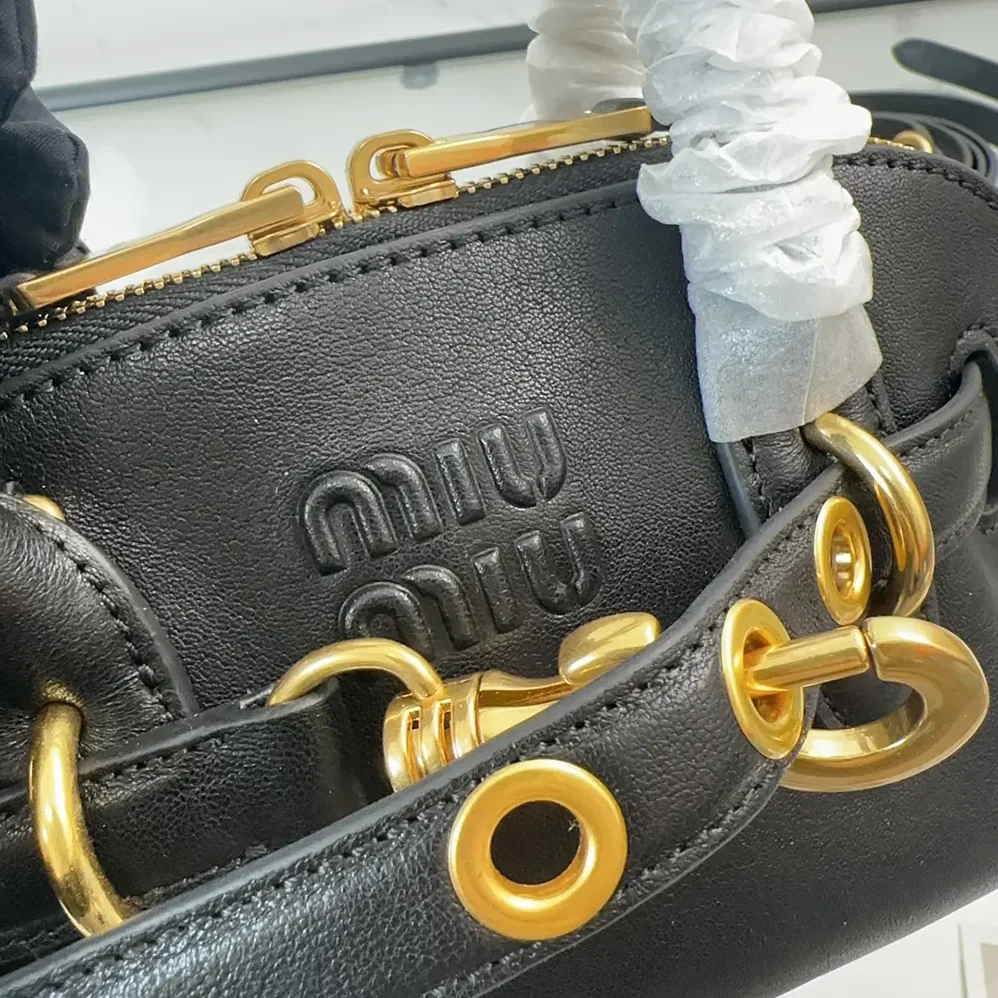 Miu Miu Aventure Nappa Leather Top-handle Bag for Women in Black Miu Miu Aventure Nappa Leather Top-handle Bag for Women in Black
