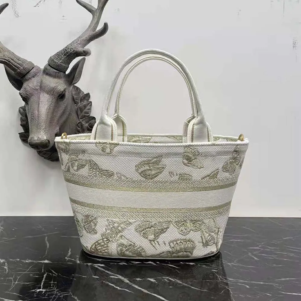 Dior Hat Basket Bag White and Gold-tone Gradient Butterflies Embroidery for Women Dior Hat Basket Bag White and Gold-tone Gradient Butterflies Embroidery for Women