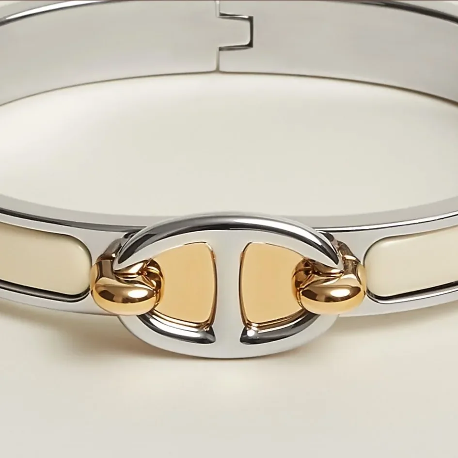Hermes Mini Clic Chaine D Ancre Bracelet Creme Silver Hardware Hermes Mini Clic Chaine D Ancre Bracelet Creme Silver Hardware