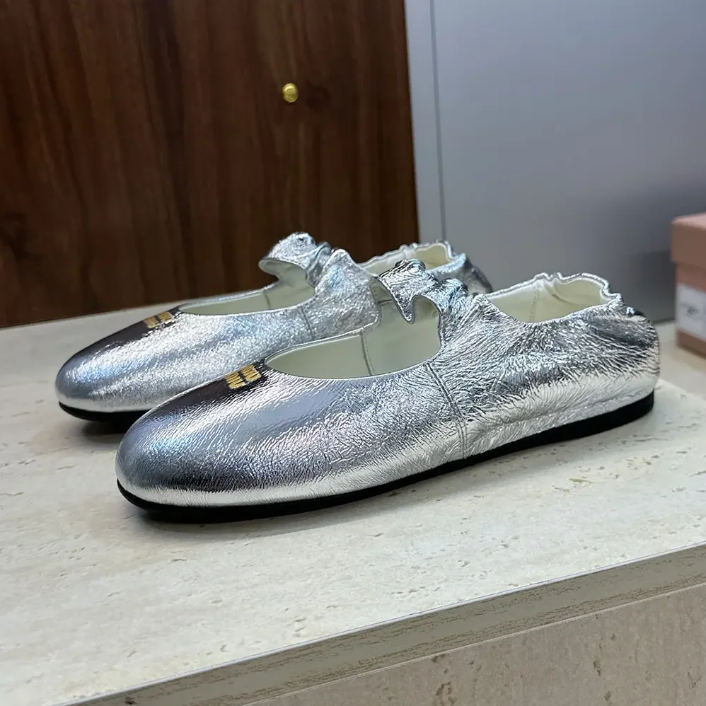 Miu Miu Ruches Mordoré Nappa Leather Ballerinas for Women