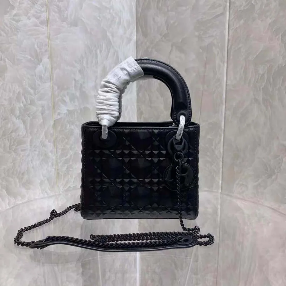 Dior Small Lady Dior my Abcdior Bag Black Cannage Calfskin with Diamond Motif for Women