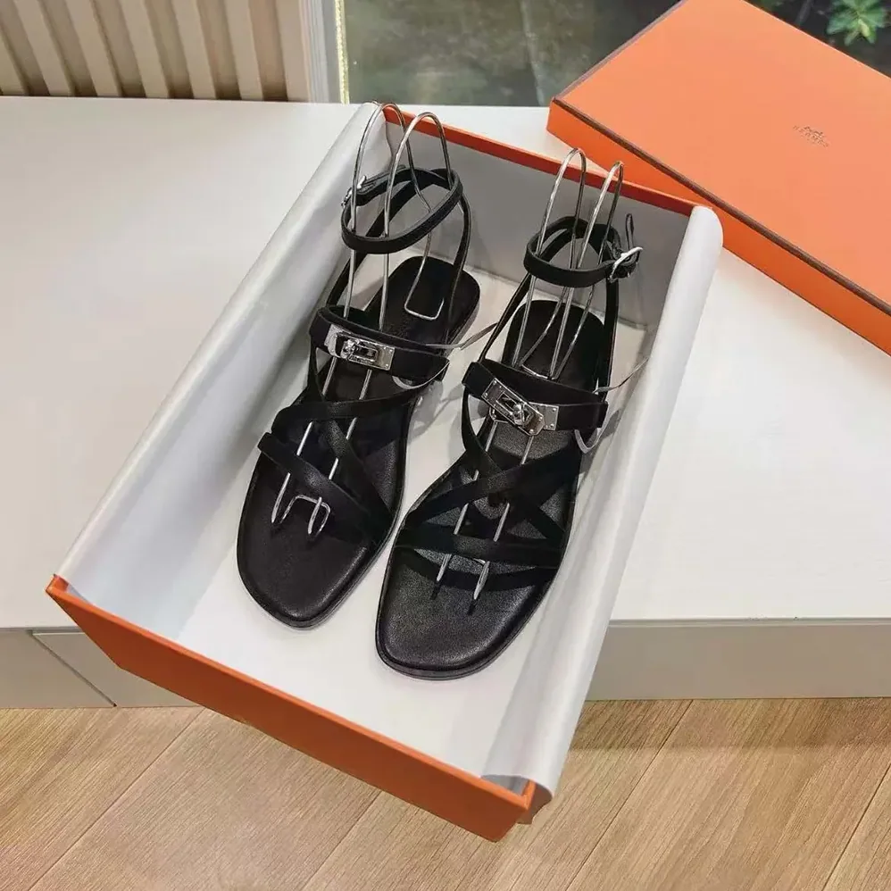 Hermes June Sandal in Calfskin-Black H242104Zv02360 for Women Hermes June Sandal in Calfskin-Black H242104Zv02360 for Women