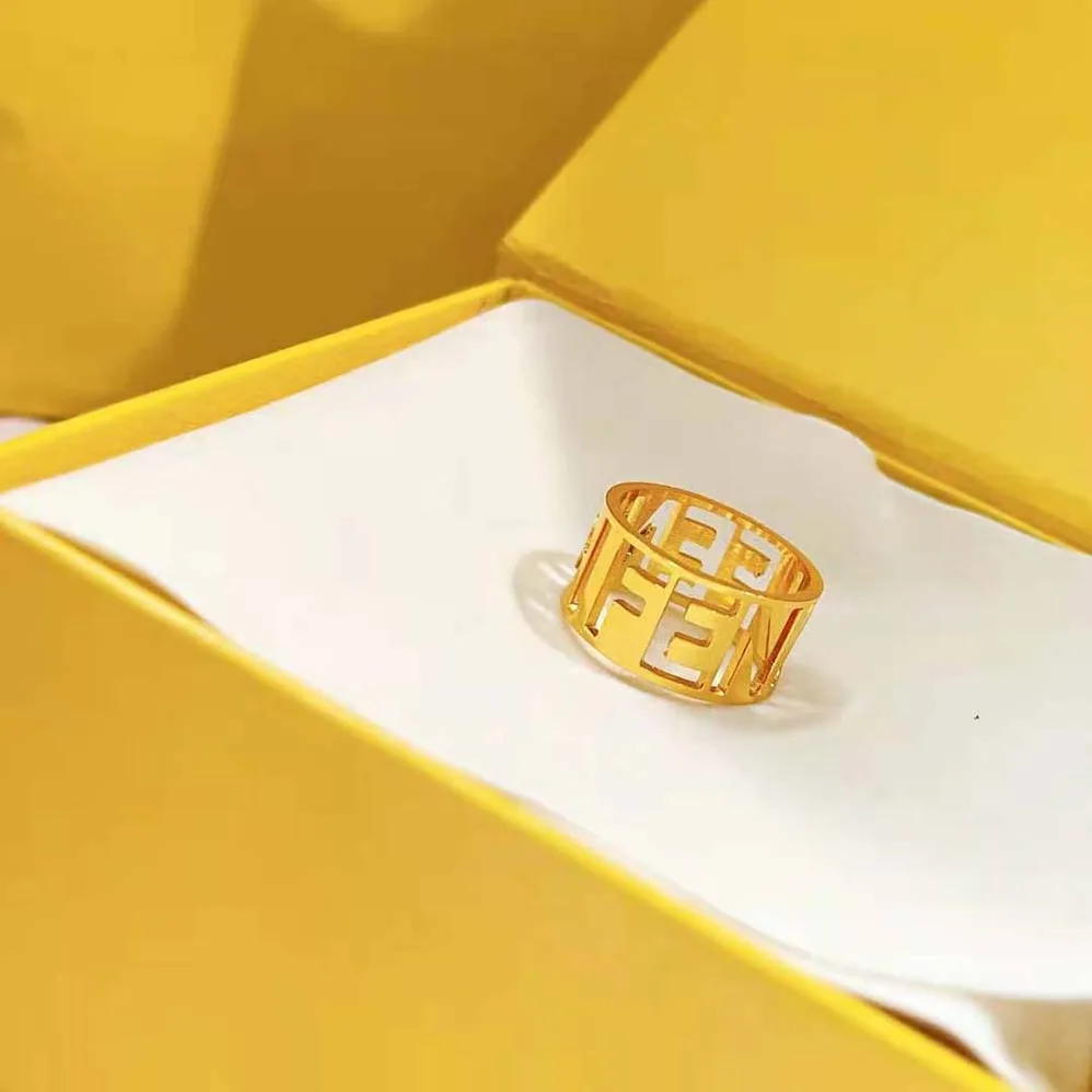 Fendi Wide Band Ring with Laser for Women in Cut Fendi Lettering