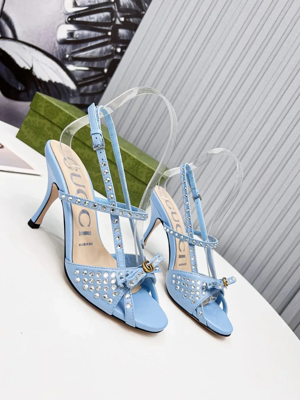 Gucci Sandal With Crystals Light Blue for Women