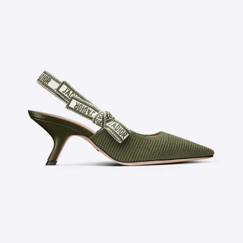 Dior J'Adior Slingback Pump Khaki Embroidered Cotton for Women Dior J'Adior Slingback Pump Khaki Embroidered Cotton for Women