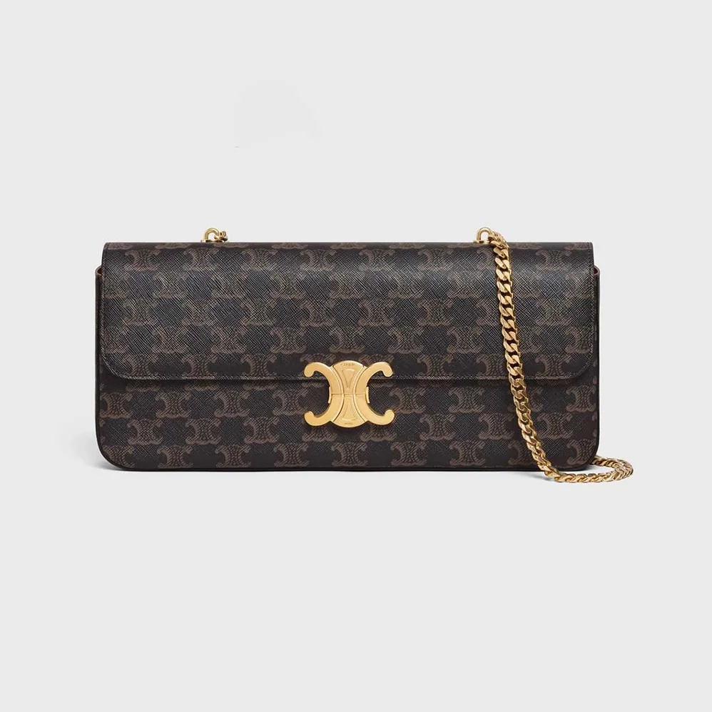 Celine Chain Bag Triomphe in Triomphe Canvas for Women in Tan