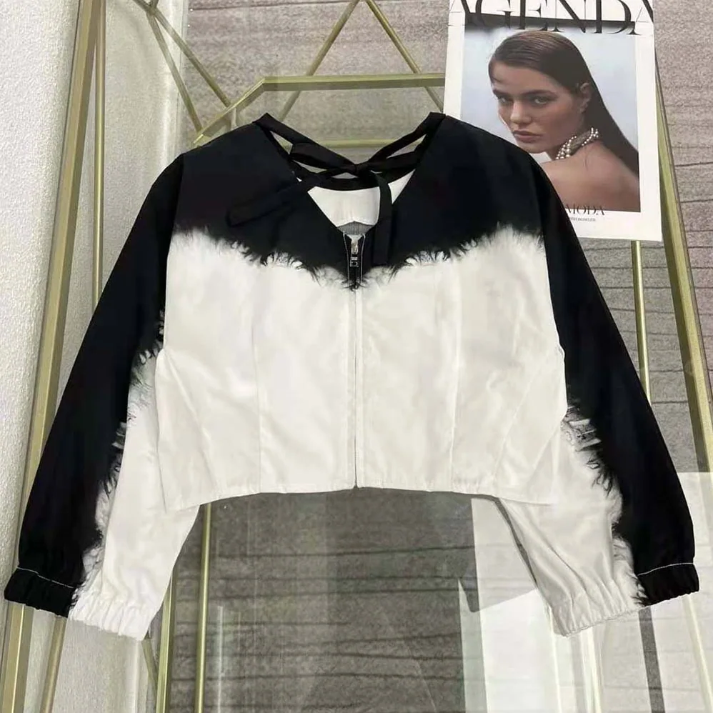 Prada Printed Poplin Crop Top for Women in White Prada Printed Poplin Crop Top for Women in White