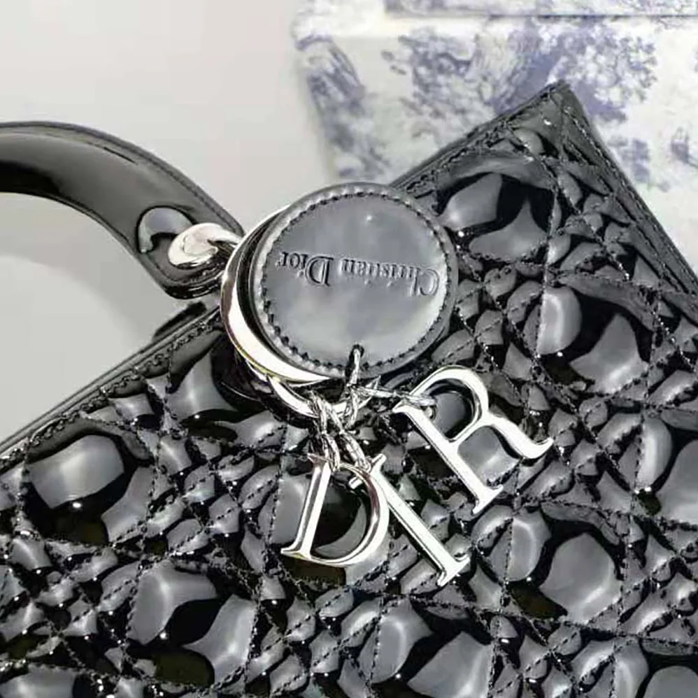 Dior Large Lady Dior Bag Black Patent Cannage Calfskin for Women Dior Large Lady Dior Bag Black Patent Cannage Calfskin for Women