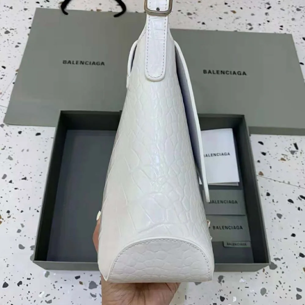 Balenciaga XX XL Flap Bag Crocodile Embossed in White for Women Balenciaga XX XL Flap Bag Crocodile Embossed in White for Women