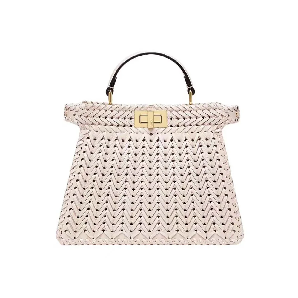 Fendi Peekaboo ISeeU Petite White Padded Calfskin Leather Bag for Women Fendi Peekaboo ISeeU Petite White Padded Calfskin Leather Bag for Women