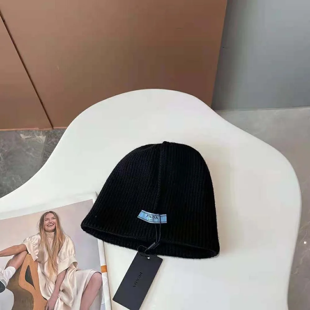 Prada Wool and Cashmere Beanie for Women in Black Prada Wool and Cashmere Beanie for Women in Black