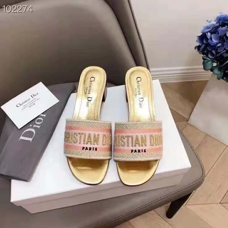 Dior Dway Mule in Embroidered Cotton for Women in Gold Dior Dway Mule in Embroidered Cotton for Women in Gold
