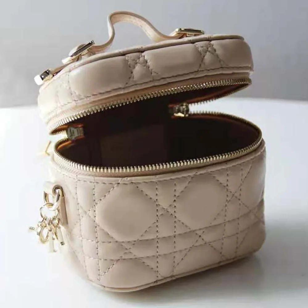 Dior Micro Lady Dior Vanity Case Cannage Lambskin for Women in Beige
