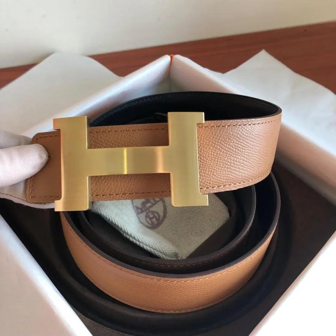 Hermes Mini Constance Guillochee Belt Buckle & Reversible Brown