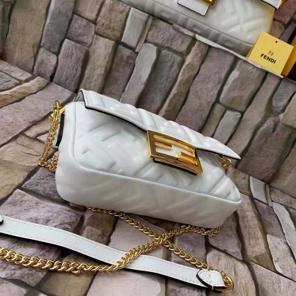 Fendi Baguette Soft Nappa Leather Bag for Women in White Fendi Baguette Soft Nappa Leather Bag for Women in White