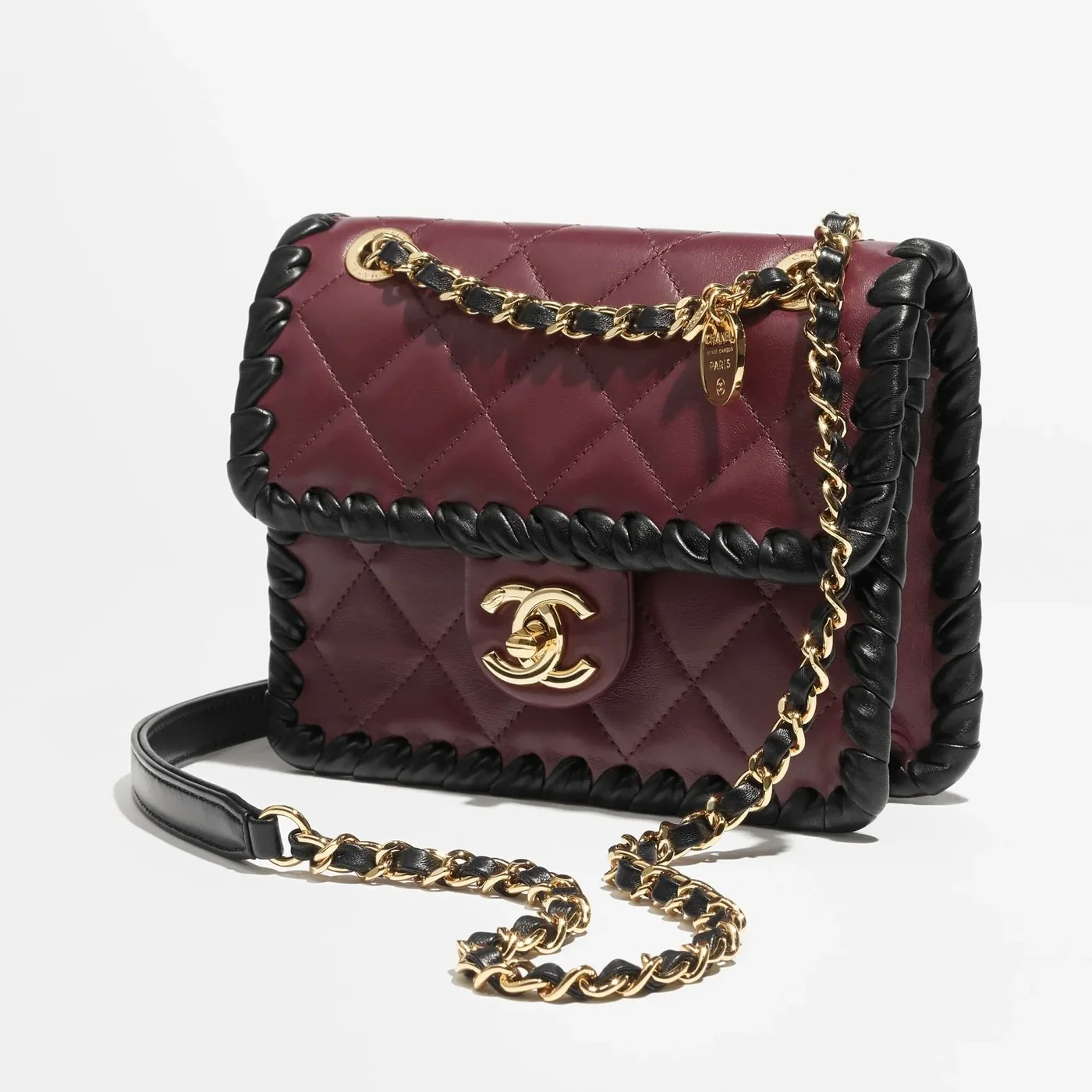 Chanel Mini Flap Bag Dark Burgundy in Black /