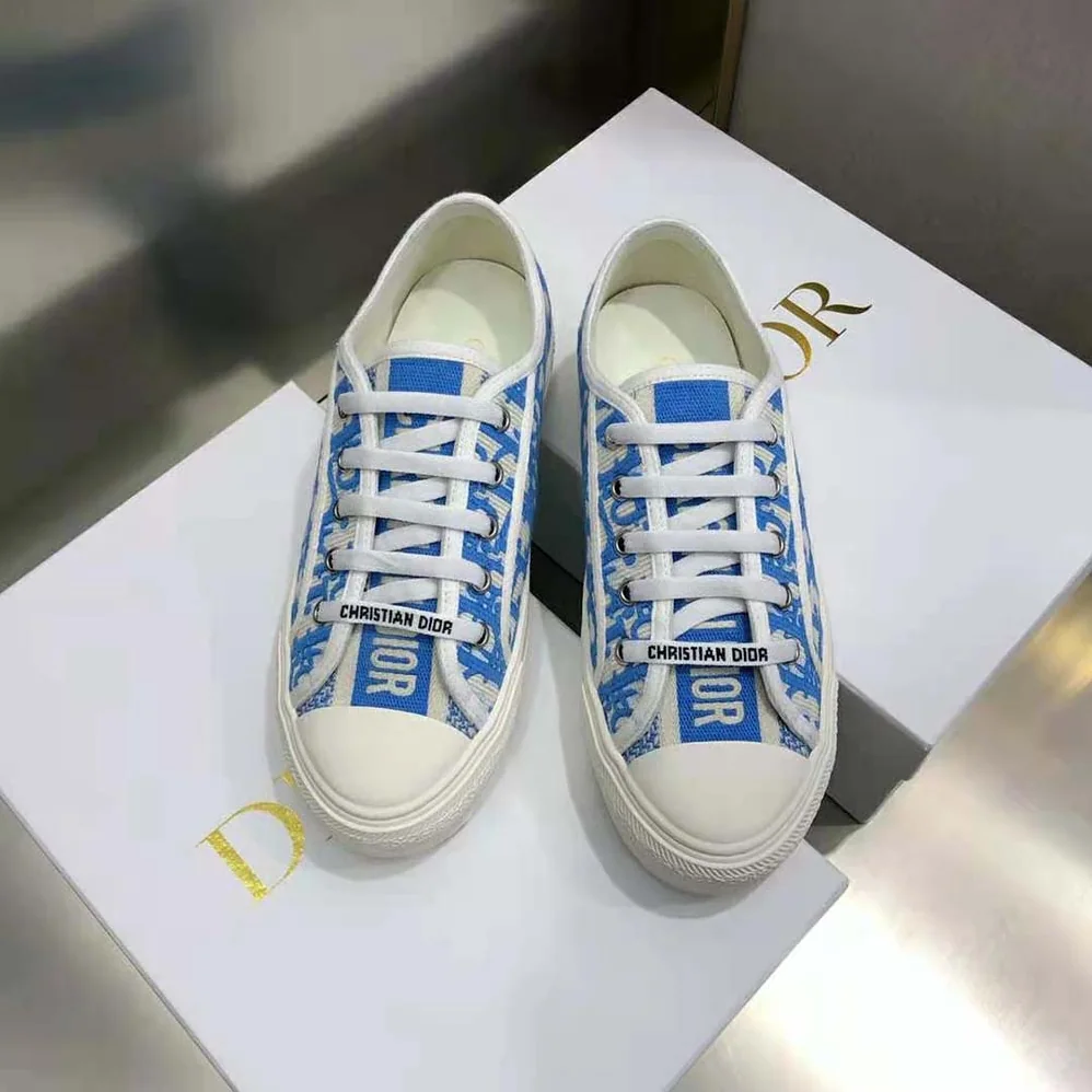 Dior Walk'N'Dior Sneaker Cornflower Blue Dior Oblique Embroidered Cotton for Women Dior Walk'N'Dior Sneaker Cornflower Blue Dior Oblique Embroidered Cotton for Women