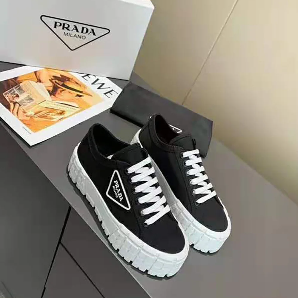 Prada Nylon Gabardine Sneakers in 50mm Heel for Women in Black Prada Nylon Gabardine Sneakers in 50mm Heel for Women in Black