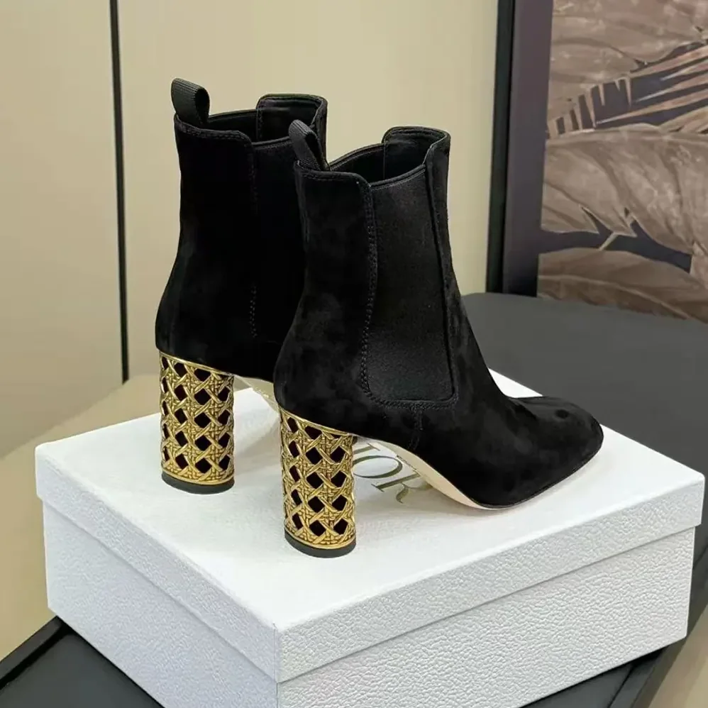 Dior Icon Heeled Ankle Boot Black Suede Goatskin for Women Dior Icon Heeled Ankle Boot Black Suede Goatskin for Women