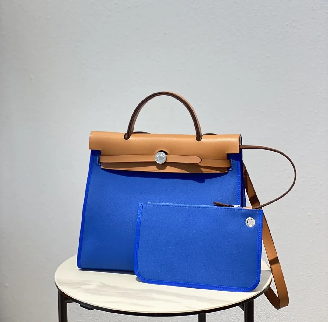 Hermes Herbag Zip Bag Blue, Silver Toned Hardware Bag Hermes Herbag Zip Bag Blue, Silver Toned Hardware Bag