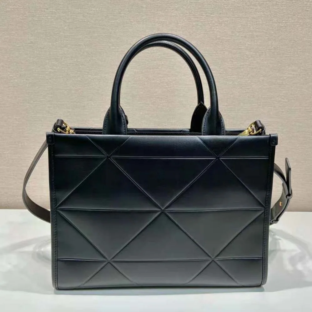 Prada Mini Prada Symbole Leather Bag with Stitching for Women in Black