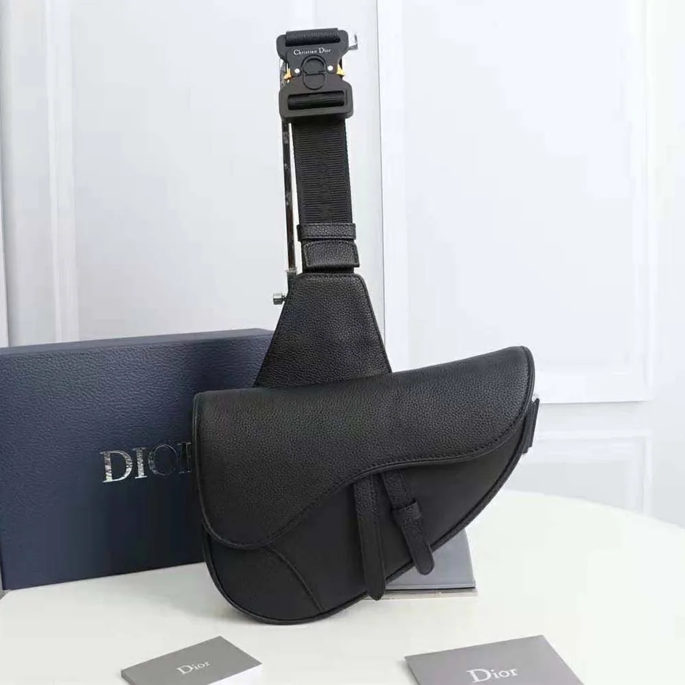 Dior Saddle Bag Black Grained Calfskin for Men