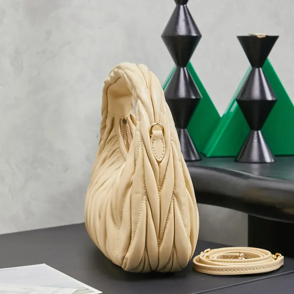 Miu Miu Wander Matelassé Nappa Leather Hobo Bag for Women in Soy Green Miu Miu Wander Matelassé Nappa Leather Hobo Bag for Women in Soy Green