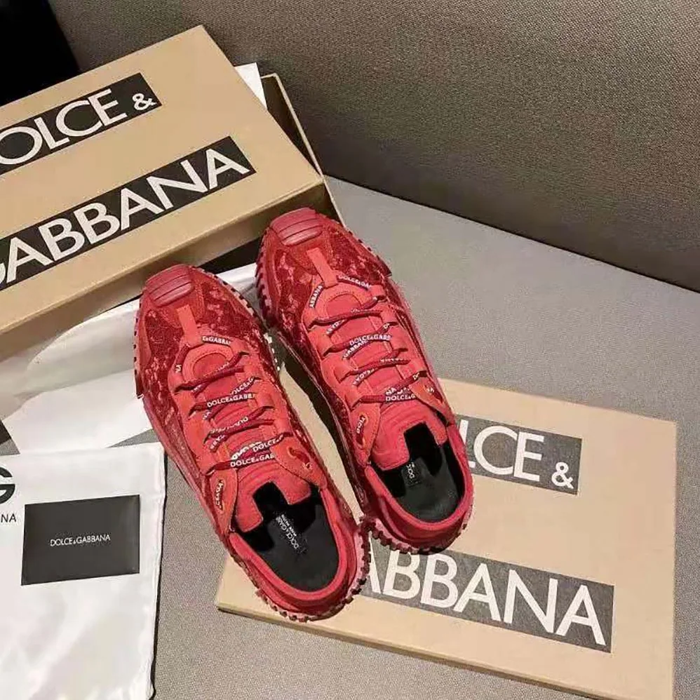 Dolce Gabbana D&G NS1 Slip on Sneakers in Mixed Materials for Women in Red Dolce Gabbana D&G NS1 Slip on Sneakers in Mixed Materials for Women in Red