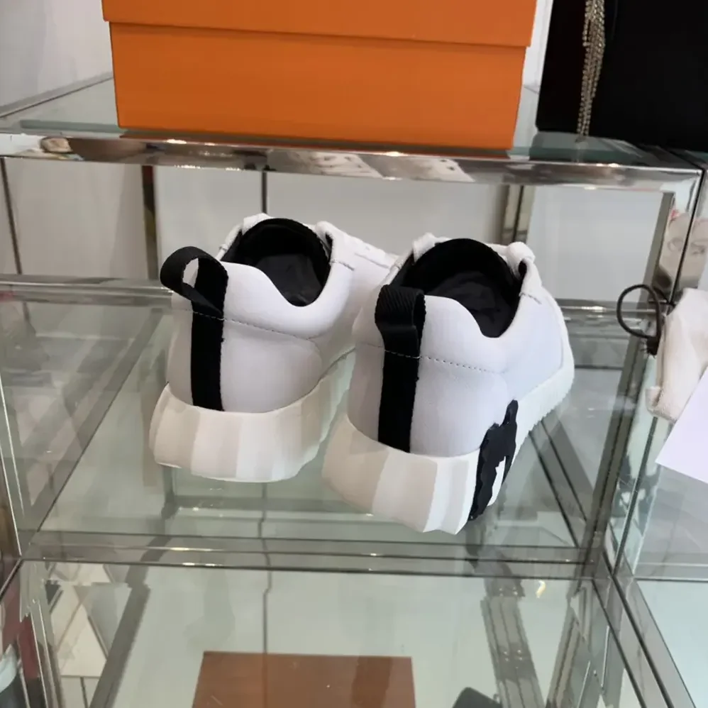 Hermes Bouncing Sneaker-White/Black H242250Z for Unisex