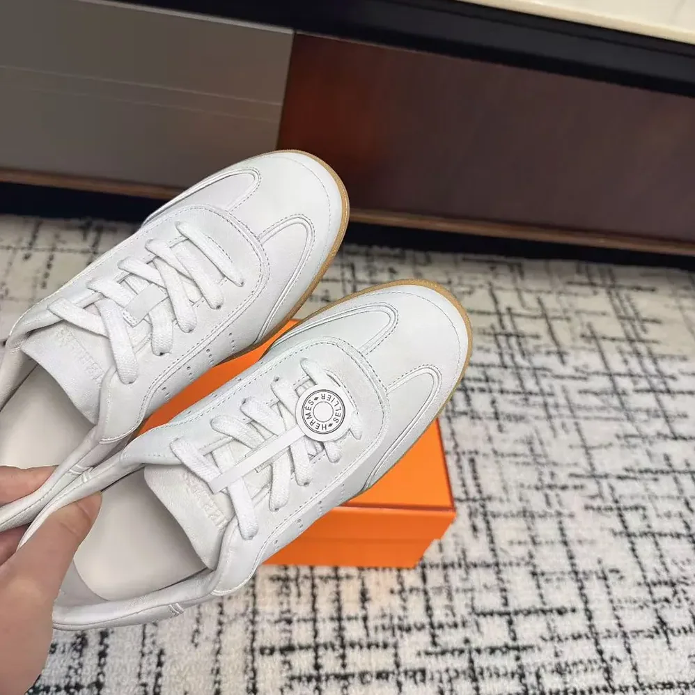 Hermes Match Sneaker in Sport Goatskin and Calfskin for Unisex in White