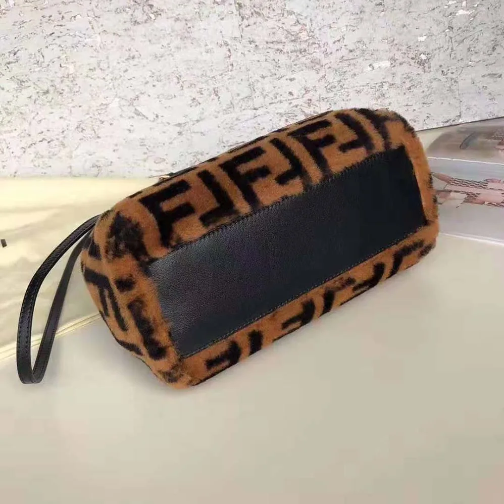 Fendi Peekaboo Iconic Mini Brown Sheepskin Bag for Women