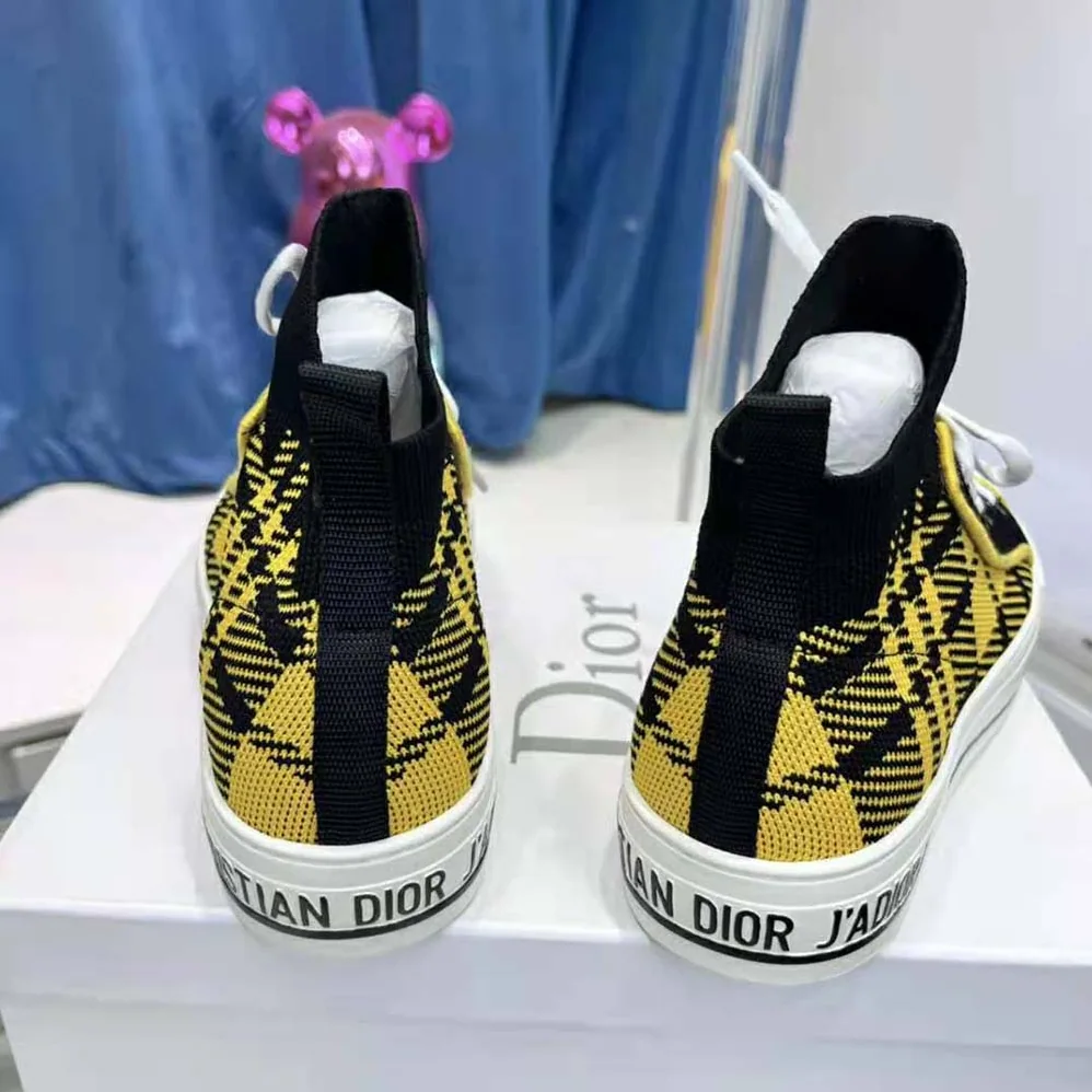 Dior Walk'N'Dior Sneaker Yellow and Black Check'n'Dior Technical Mesh for Women