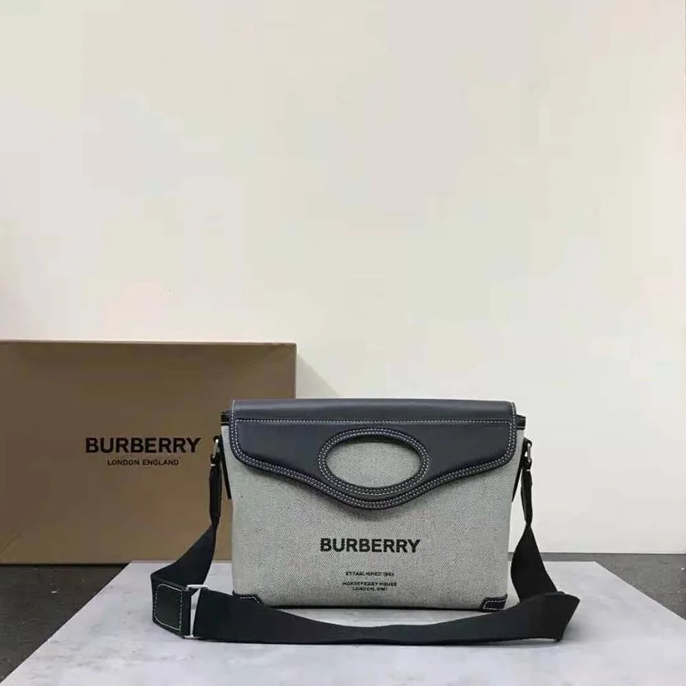 Burberry Horseferry Print Canvas Pocket Messenger Bag for Men