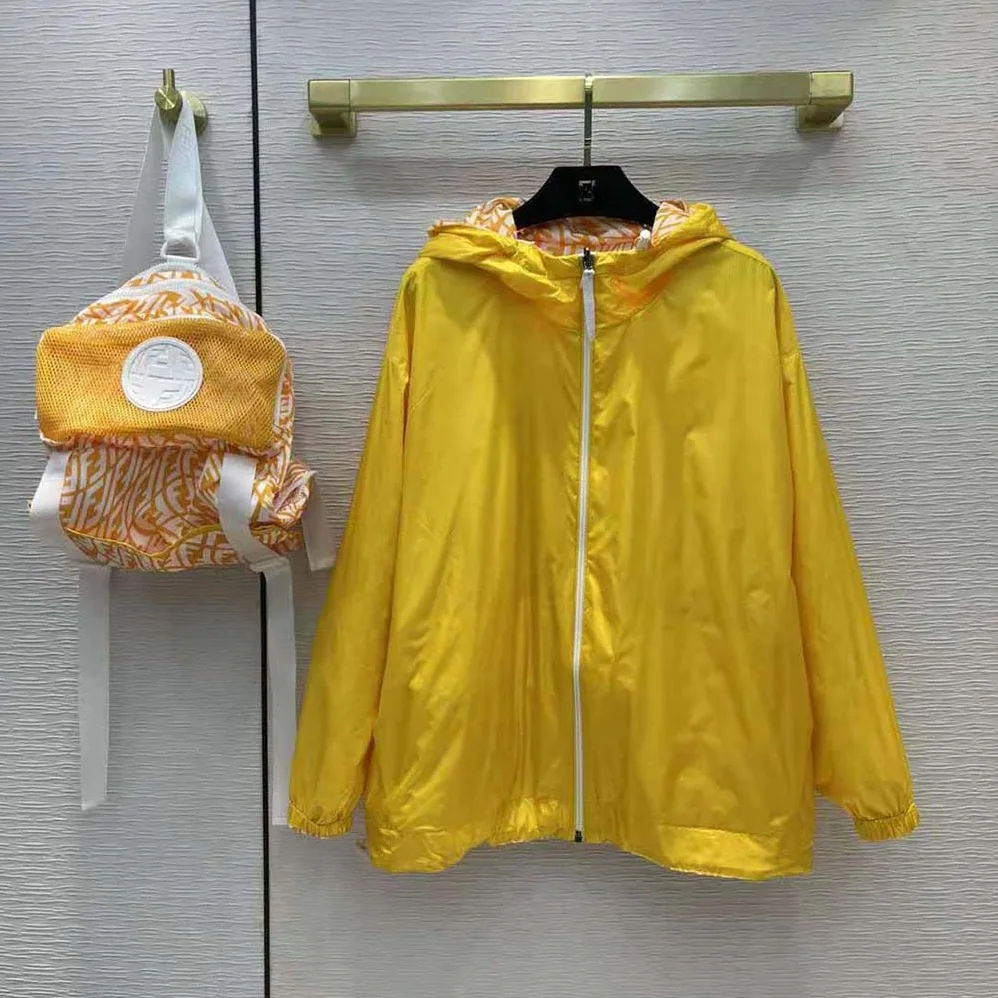 Fendi Windbreaker Yellow Nylon Jacket for Women Fendi Windbreaker Yellow Nylon Jacket for Women