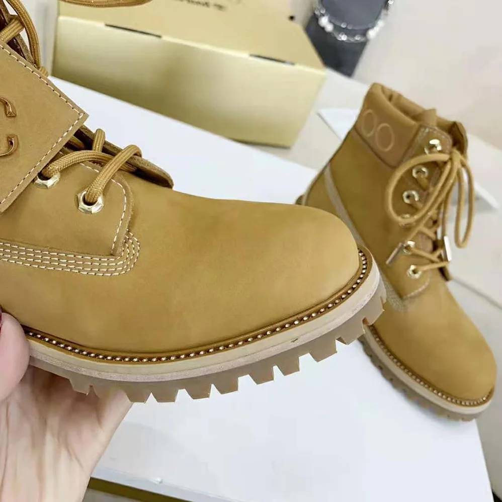 Jimmy Choo JC X Timberland/F Wheat Nubuck Leather Boots with Gold Glitter for Women