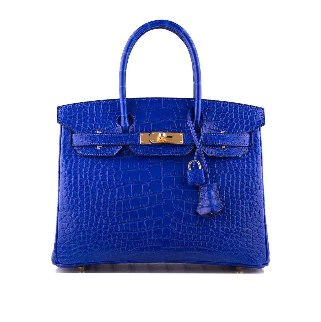Hermes Birkin 30 Bag in Alligator Leather with Gold Hardware in Navy