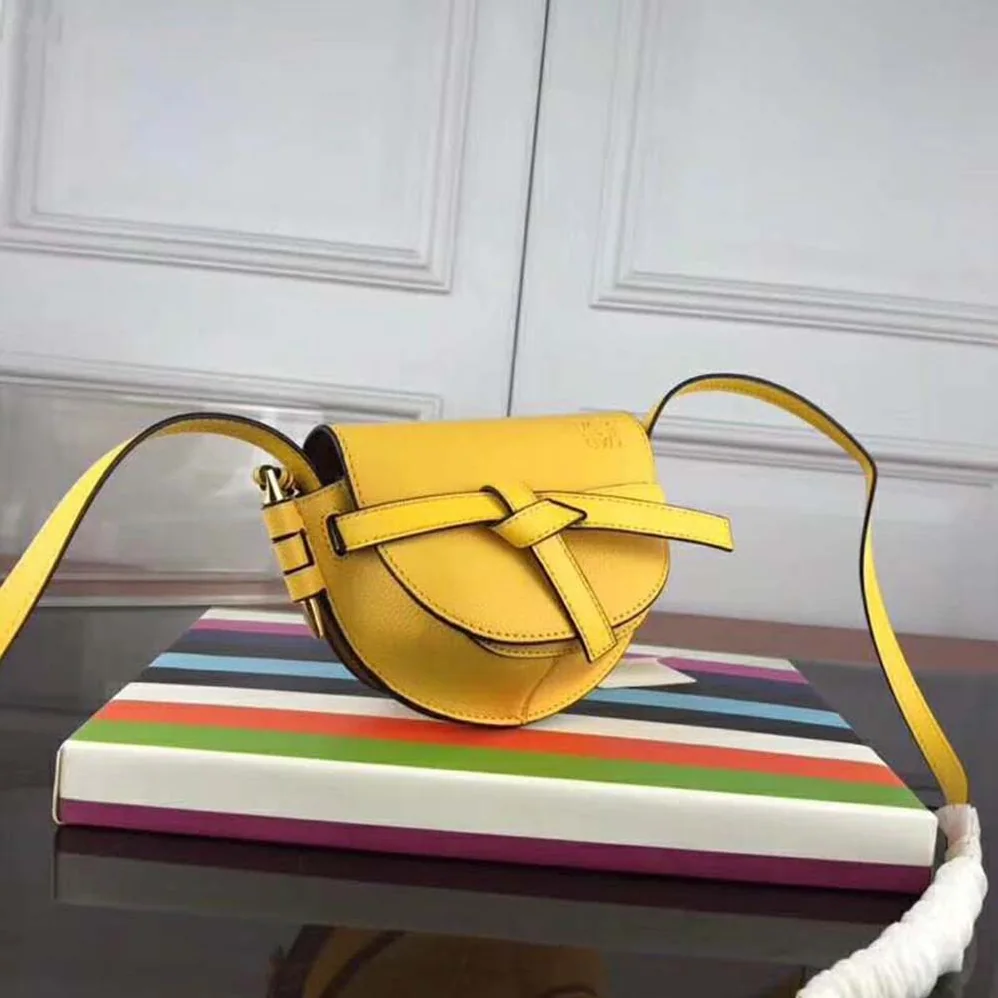 Loewe Gate Mini Bag Yellow Soft Grained Calf Leather for Women