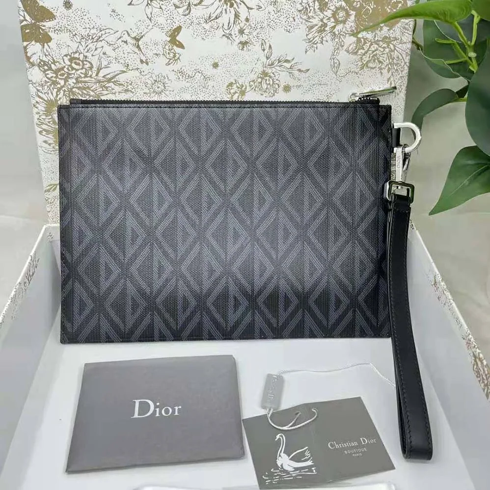 Dior A5 Pouch Black CD Diamond Canvas for Men Dior A5 Pouch Black CD Diamond Canvas for Men