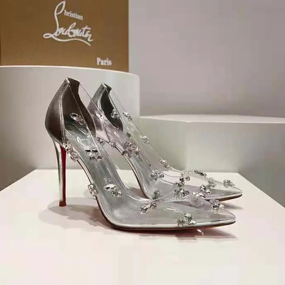 Christian Louboutin Degraqueen Pump with PVC and Iridescent Nappa Leather for Women in Silver