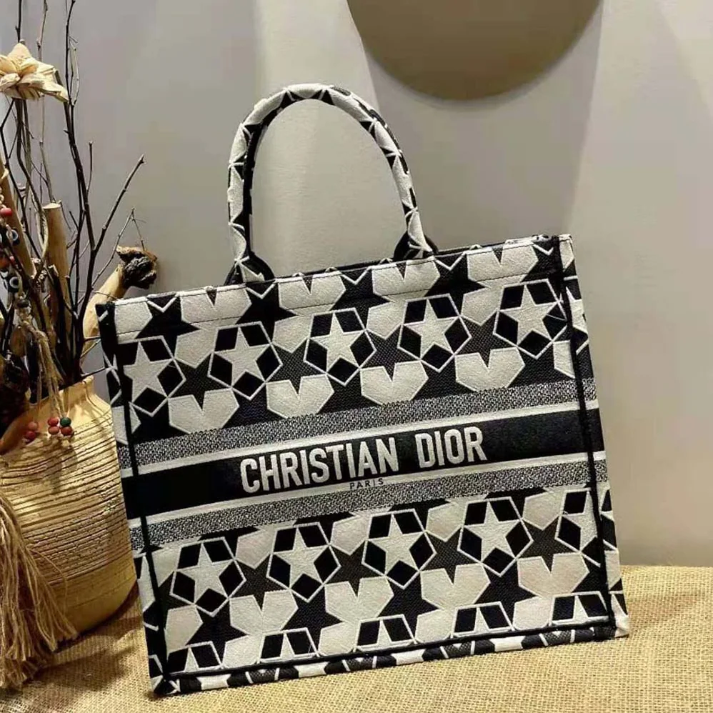 Dior Large Dior Book Tote Blue and White Dior Etoile Embroidery for Women Dior Large Dior Book Tote Blue and White Dior Etoile Embroidery for Women