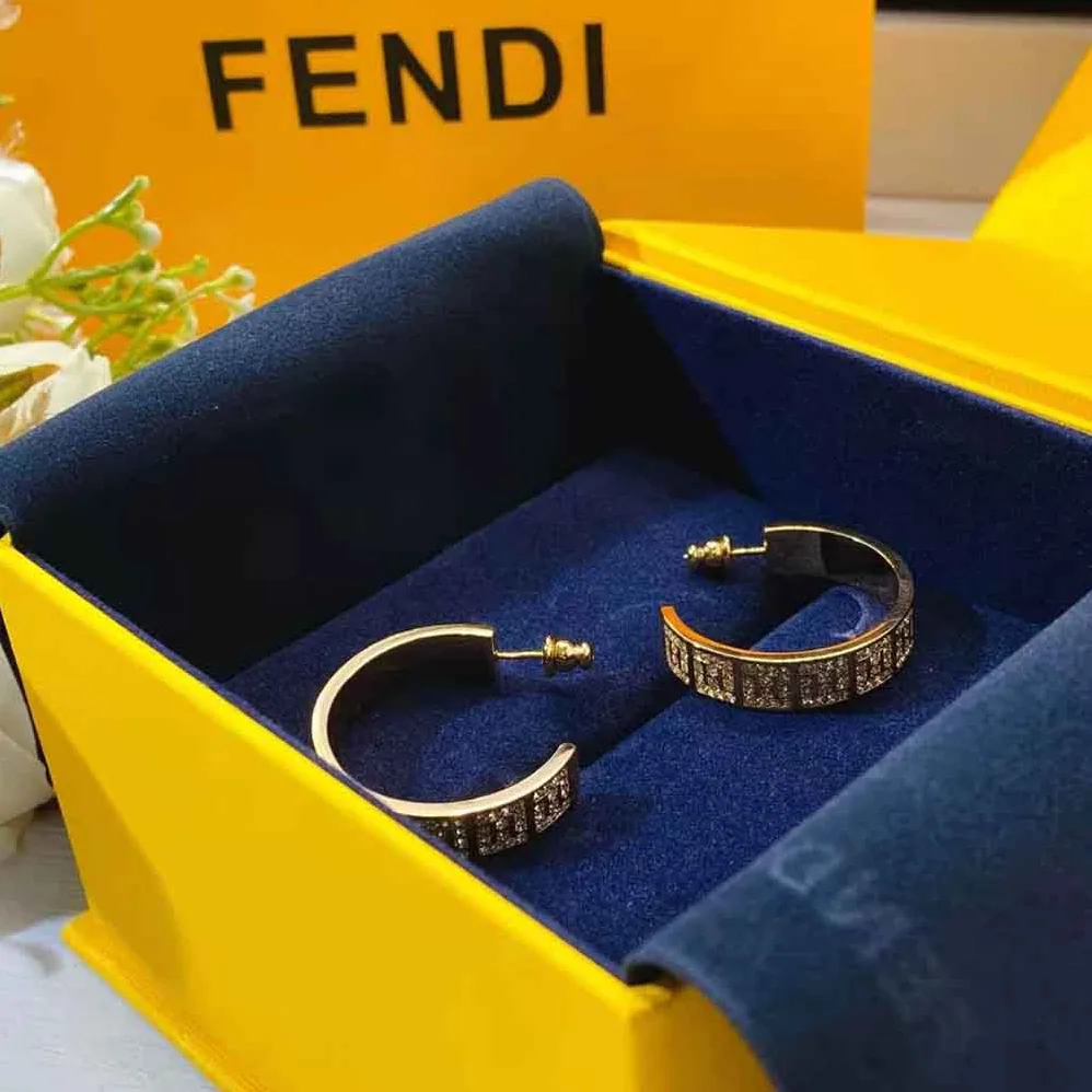 Fendi Hoop Earrings with FF Motif Gold for Women in colored Fendi Hoop Earrings with FF Motif Gold for Women in colored