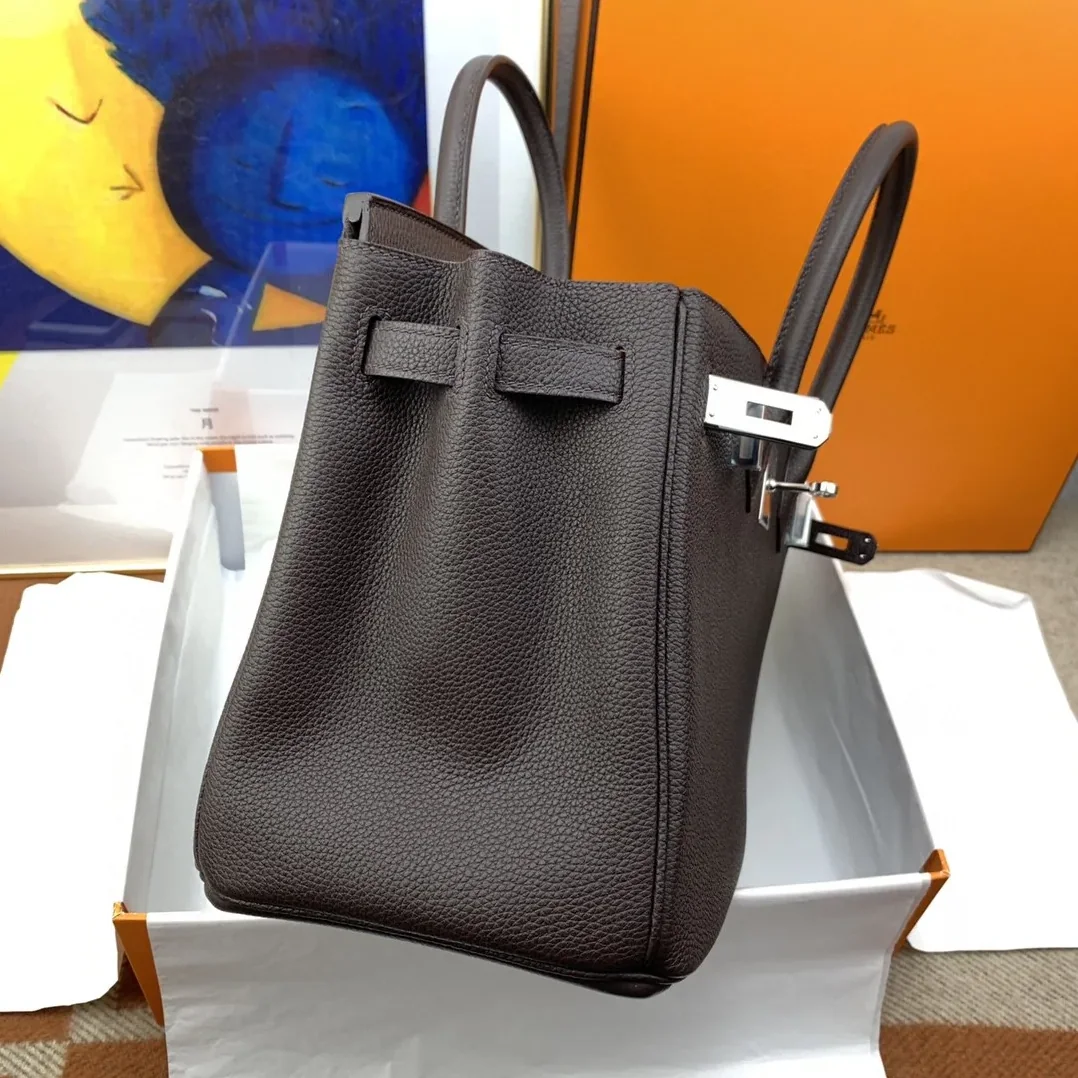 Hermes Birkin 30 Top Handle Bag / Togo Dark Grey Silver Hardware Hermes Birkin 30 Top Handle Bag / Togo Dark Grey Silver Hardware